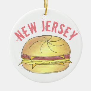 New Jersey Pork Roll NJ Ham Egg Breakfast Sandwich Keramik Ornament
