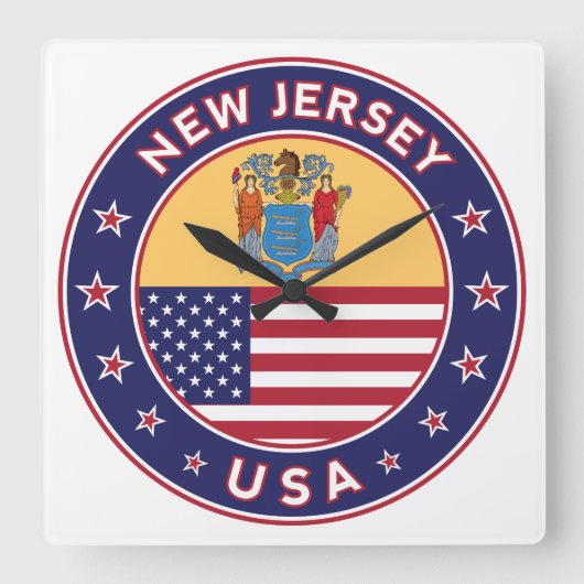 New Jersey Quadratische Wanduhr (Vorderseite)