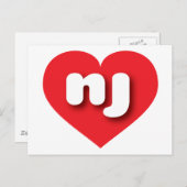 New Jersey Red heart - I Liebe nj Postkarte (Vorne/Hinten)