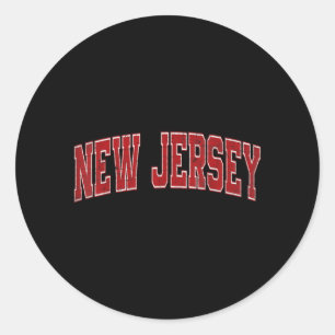 New Jersey Retro Rot Vintage Text Runder Aufkleber