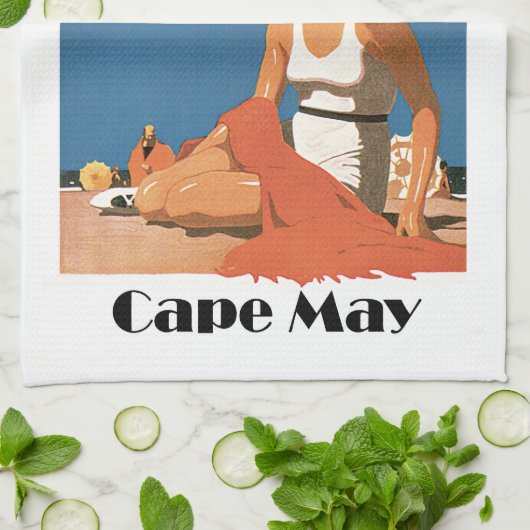 New-Jersey setzt ~ Cape May auf den Strand Geschirrtuch (Gefaltet)