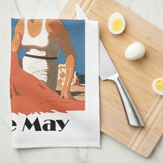 New-Jersey setzt ~ Cape May auf den Strand Geschirrtuch (Viertel Falte)