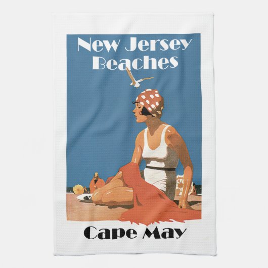 New-Jersey setzt ~ Cape May auf den Strand Geschirrtuch (Vertikal)