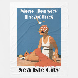 New-Jersey setzt ~ Seeinsel-Stadt auf den Strand Fleecedecke