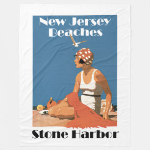 New-Jersey setzt ~ Steinhafen auf den Strand Fleecedecke