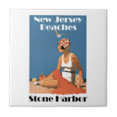 New-Jersey setzt ~ Steinhafen auf den Strand Fliese (Vorderseite)