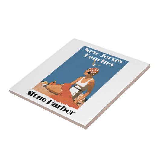 New-Jersey setzt ~ Steinhafen auf den Strand Fliese (Seite)
