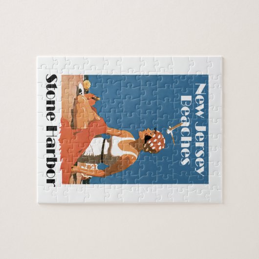 New-Jersey setzt ~ Steinhafen auf den Strand Puzzle (Horizontal)