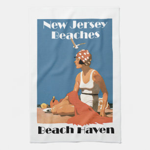 New-Jersey setzt ~ Strand-Hafen auf den Strand Geschirrtuch