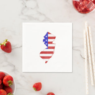New Jersey Shaped American Flag Patriotic Party Serviette