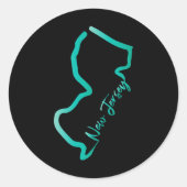 New Jersey Shirt Jersey Graphic Tees For Women. Me Runder Aufkleber (Vorderseite)