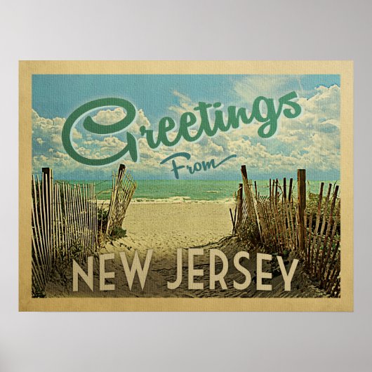 New Jersey Shore Beach Vintage Travel Poster (Vorne)
