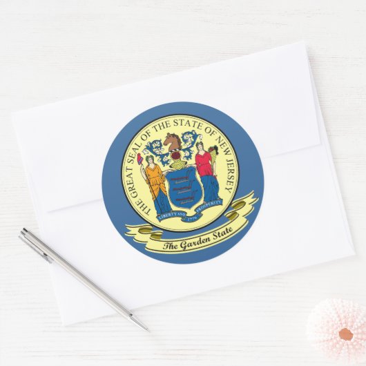 New Jersey Siegel Runder Aufkleber (Umschlag)