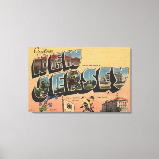 New Jersey (Staat Hauptstadt/Blume/Vogel) Leinwanddruck (Vorderseite)