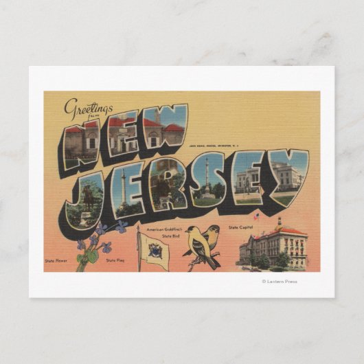 New Jersey (Staat Hauptstadt/Blume/Vogel) Postkarte (Vorderseite)