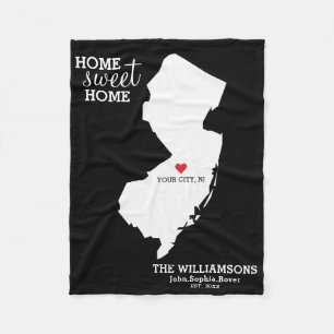 New Jersey Staat Map Individuellen Namen, City, Co Fleecedecke