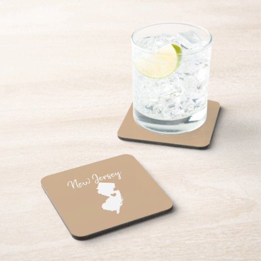 New Jersey Staat Map Liebe Zuhause Getränkeuntersetzer (Rechte Seite)