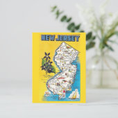 New Jersey Staat Map Postcard Postkarte (Stehend Vorderseite)