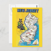 New Jersey Staat Map Postcard Postkarte (Vorne/Hinten)