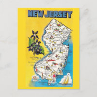 New Jersey Staat Map Postcard