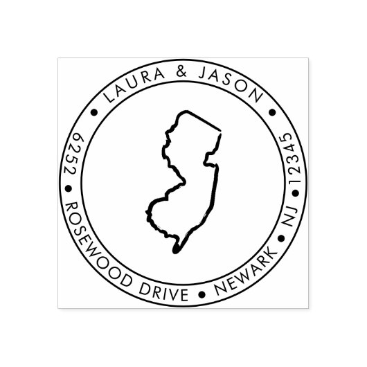 New Jersey Staat Map Rücksendeadresse Wood Art Bri Gummistempel (Prägung)
