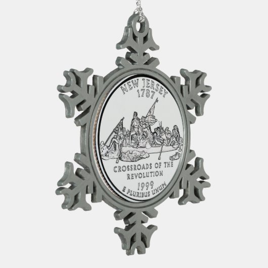 New Jersey Staat Quarter Schneeflocken Zinn-Ornament (Links)