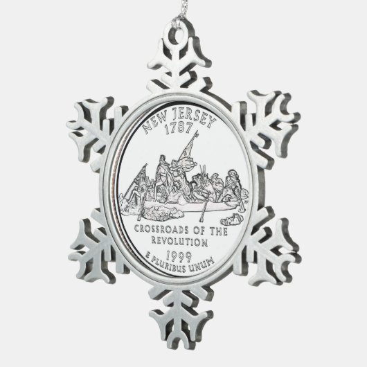 New Jersey Staat Quarter Schneeflocken Zinn-Ornament (Rechts)