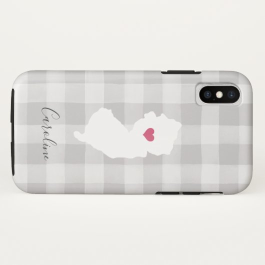 New Jersey Staat Silhouette Rustic Grau Kariert Case-Mate iPhone Hülle (Rückseite (Horizontal))