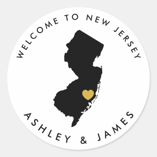 New Jersey Staat Wedding Welcome Sticker Tag (Vorderseite)