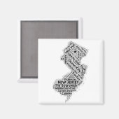New Jersey Staat Word Cloud Magnet (Vorderseite/Rückseite)