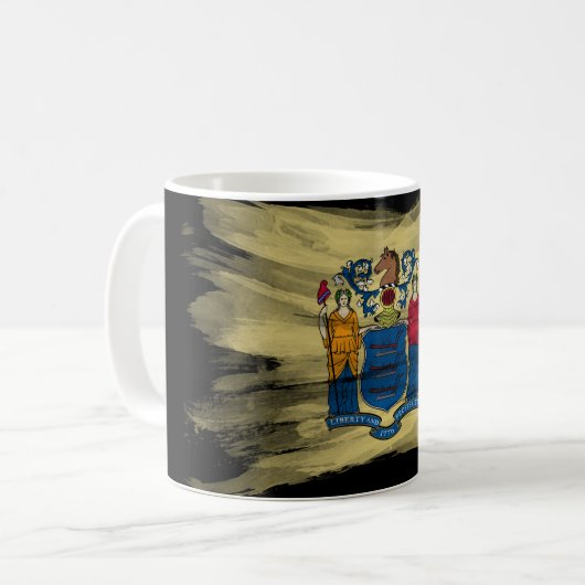 New Jersey state flag brush stroke Kaffeetasse (Vorderseite Links)
