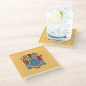 New Jersey State Flag Glasuntersetzer (Schrägansicht)