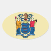New Jersey State Flag Ovaler Aufkleber (Vorderseite)