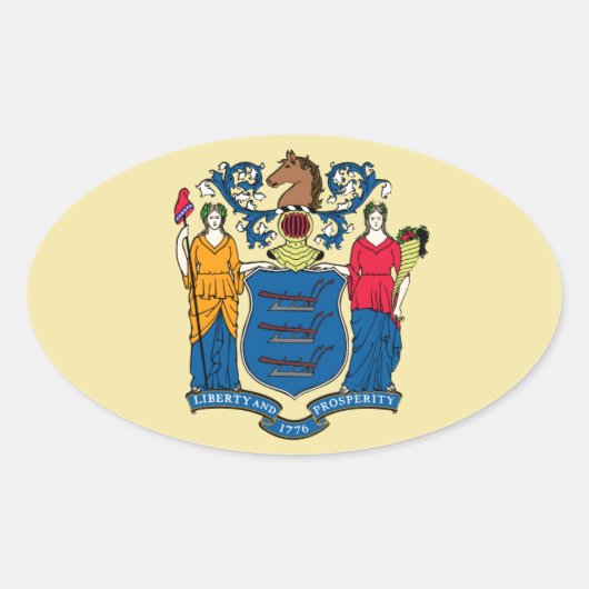 New Jersey State Flag Ovaler Aufkleber (Vorderseite)