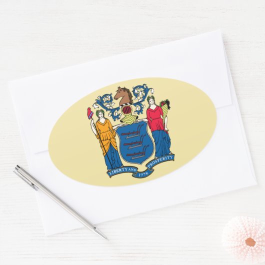 New Jersey State Flag Ovaler Aufkleber (Umschlag)