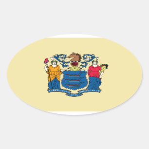 New Jersey State Flag Ovaler Aufkleber