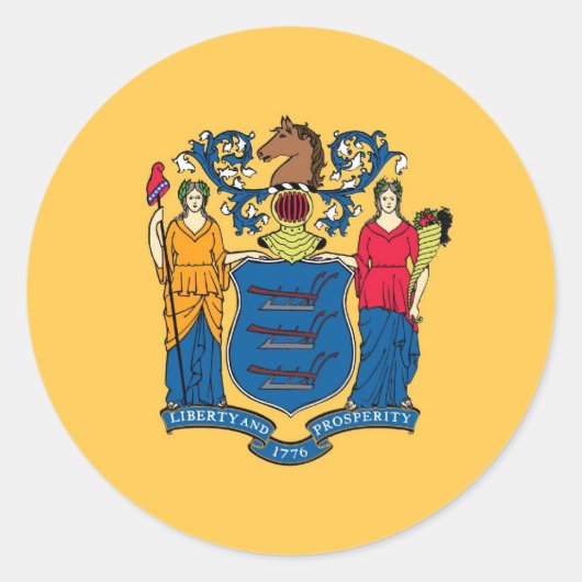 New Jersey State Flag Runder Aufkleber (Vorderseite)