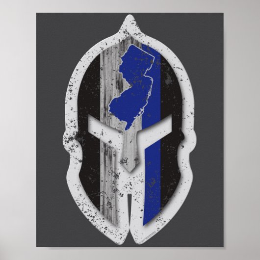 New Jersey State Lice Thin Blue Line Spartan _1  Poster (Vorne)