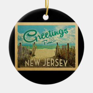 New-Jersey Strand-Vintage Reise Keramik Ornament