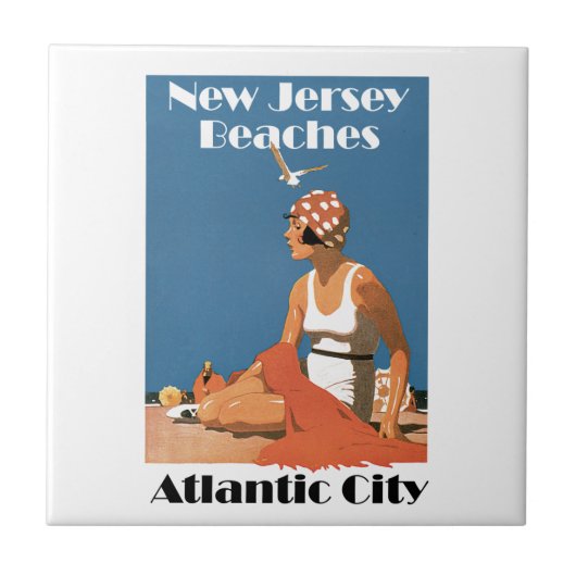 New Jersey Strände ~ Atlantic City Fliese (Vorderseite)