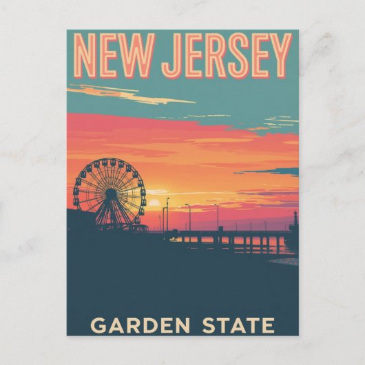 New Jersey Sunset Promenade Postkarte (Vorderseite)