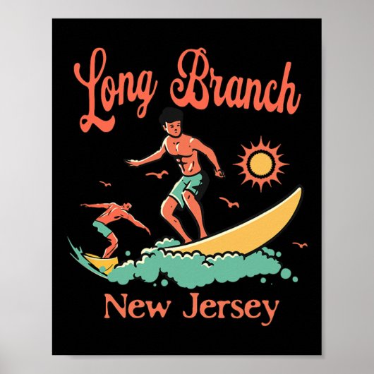 New Jersey Surfer Long Branch Nj Surfen Strand Url Poster (Vorne)