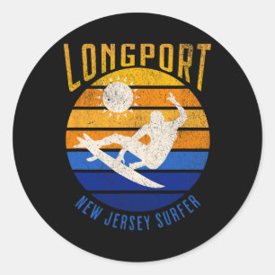 New Jersey Surfer Longport Nj Surfen Strände Beac Runder Aufkleber
