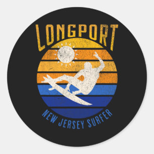New Jersey Surfer Longport Nj Surfstrände Strand Runder Aufkleber