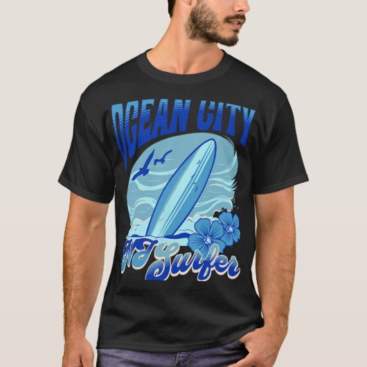 New Jersey Surfer Ocean City Nj Surfing Beach Sand T-Shirt (Vorderseite)
