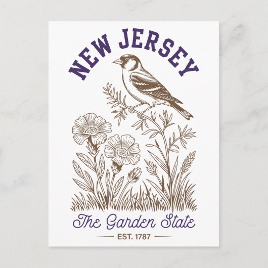New Jersey The Garden State Est. 1787 Bird Postkarte (Vorderseite)