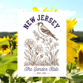 New Jersey The Garden State Est. 1787 Bird Postkarte