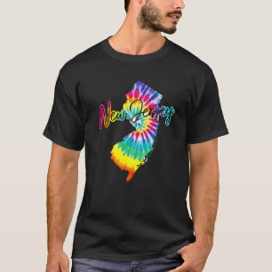 New Jersey Tie Dye Staatskarte Stolz Hippie Vintag T-Shirt