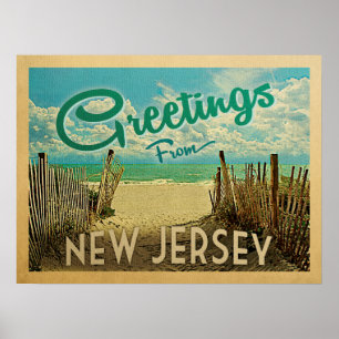 New-Jersey Ufer-Strand-Vintage Reise Poster