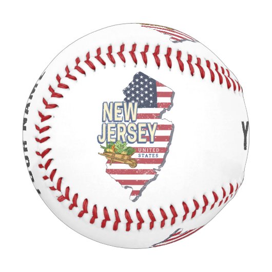 New Jersey United Staaten Retro Map USA Souvenir Baseball (Vorderseite Links)